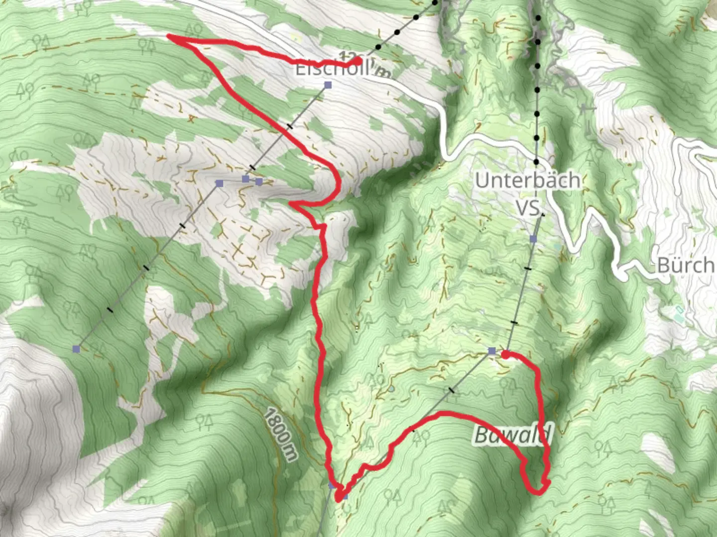 An image depicting the trail Brandalp - Breite Stäg - Eischoll Trail and its surrounding area.