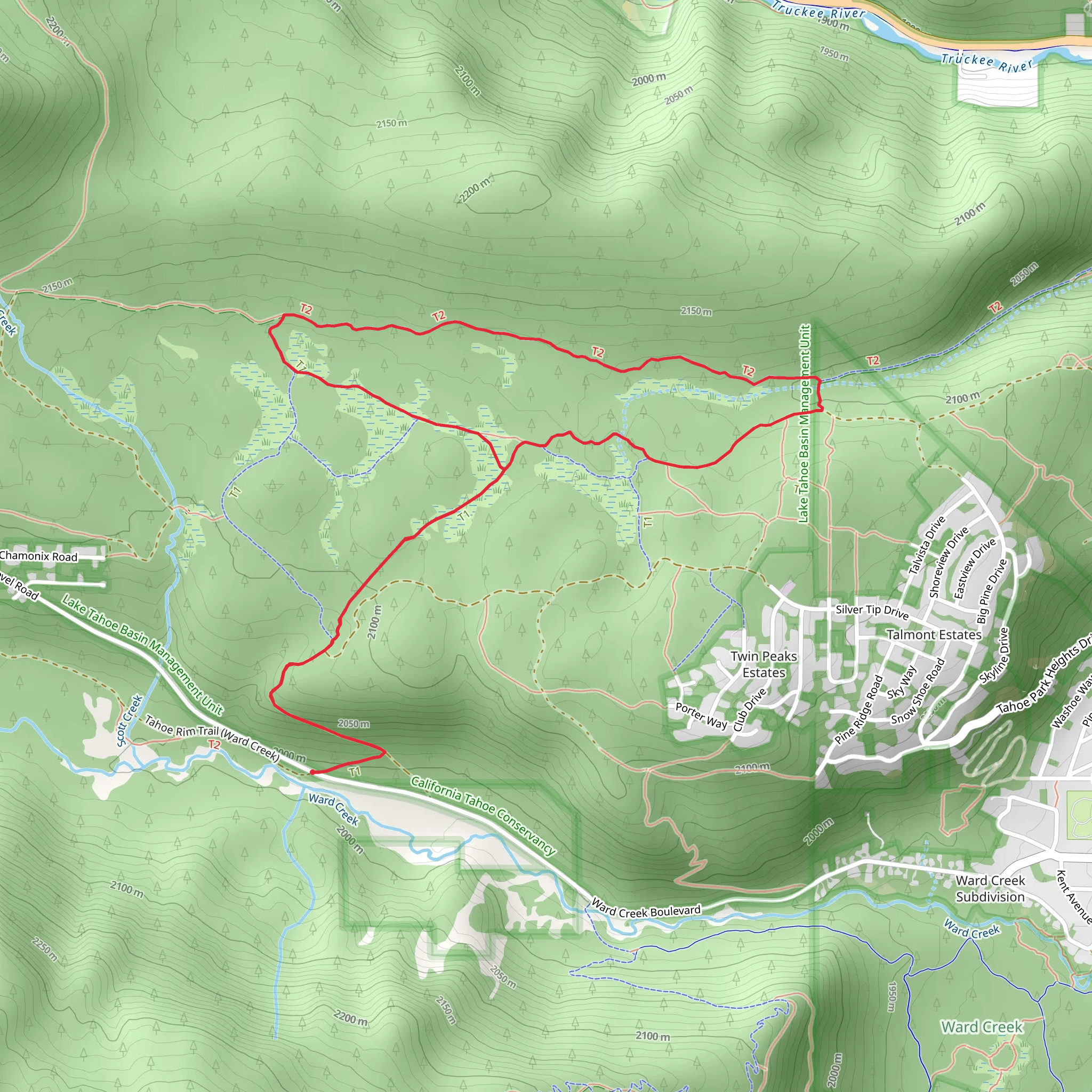 Tahoe Rim Loop from Courchevel Road mobile static map