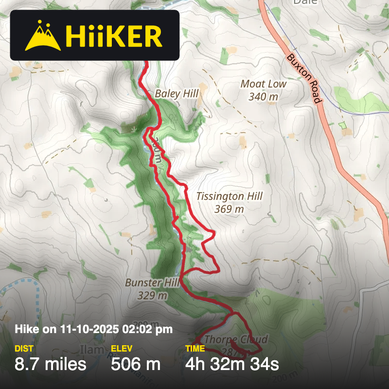 A map preview of the recording Hike on 11-10-2025 02:02 pm.