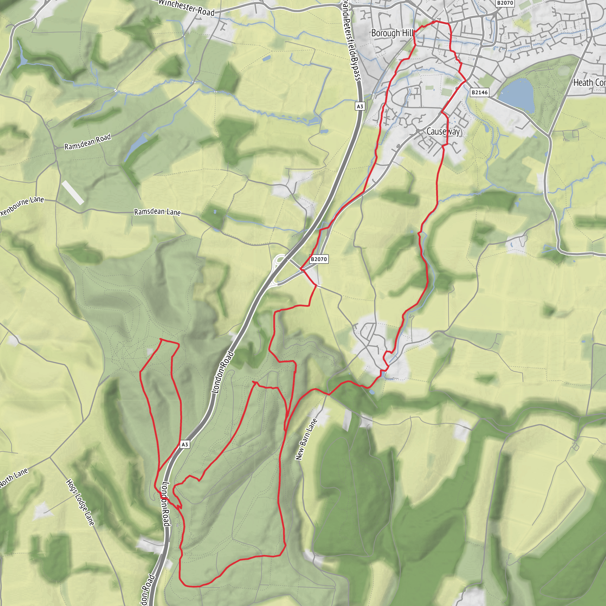 Petersfield to Queen Victoria Country park and Butser Hill mobile static map