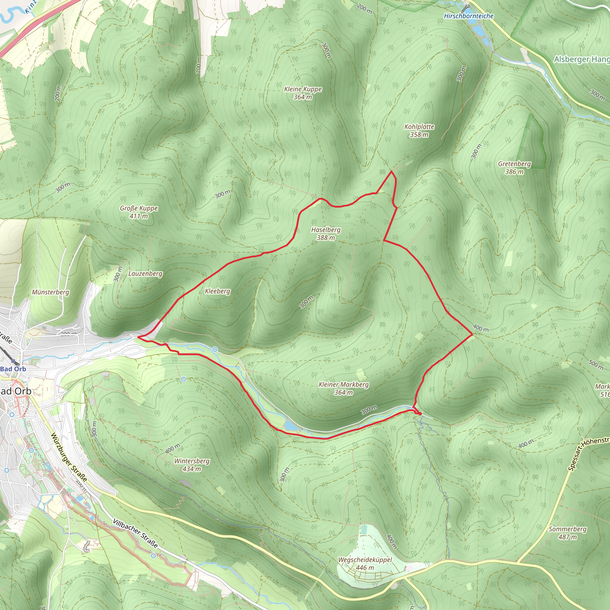 Bad Orb Zubringerweg and Spessartweg mobile static map