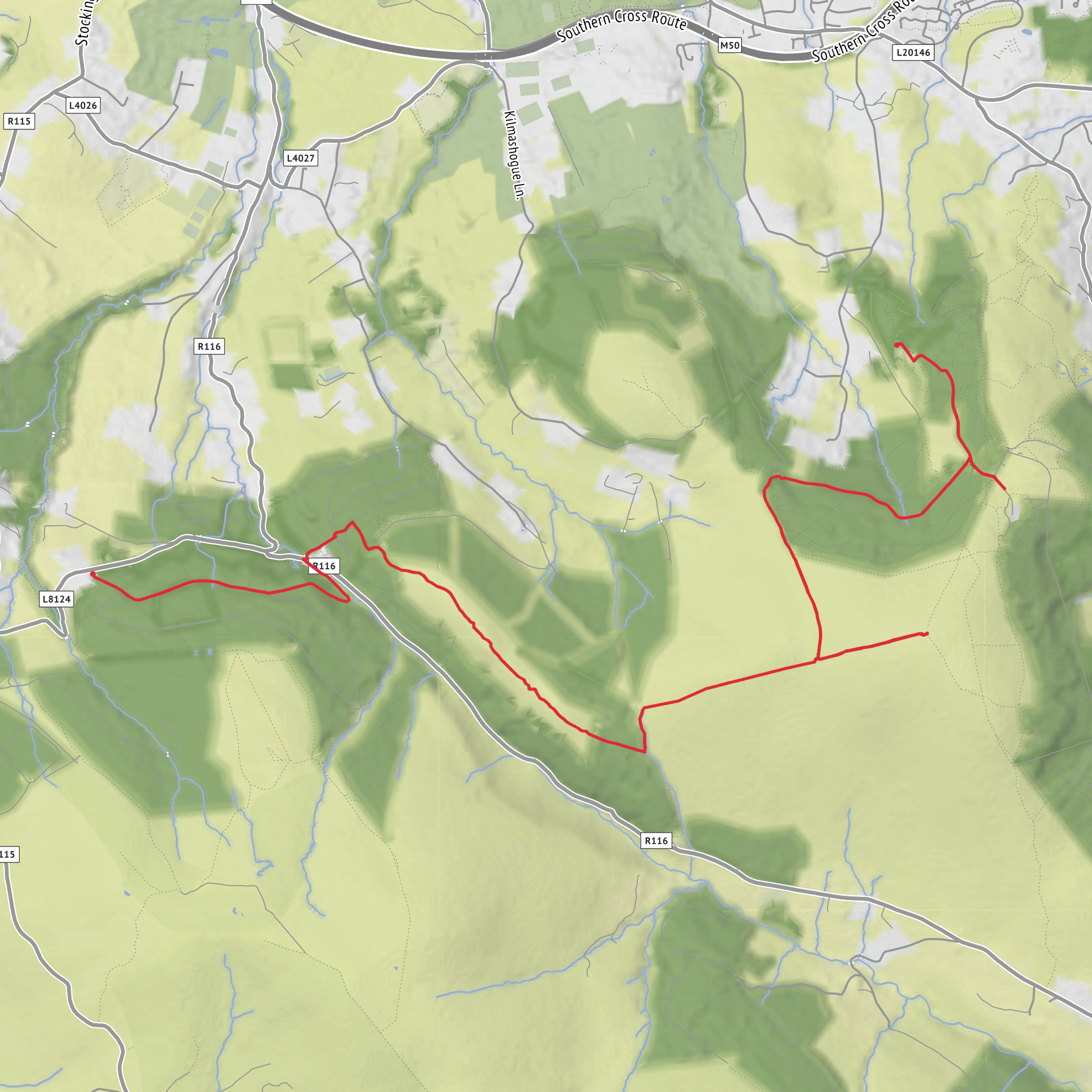 Cruagh to Fairy Castle and Ticknock mobile static map