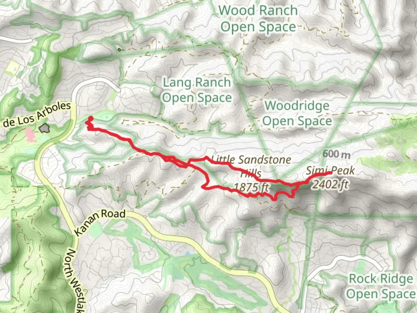 An image depicting the trail Rabbit Ridge and Oakbrook Vista Loop Trail and its surrounding area.