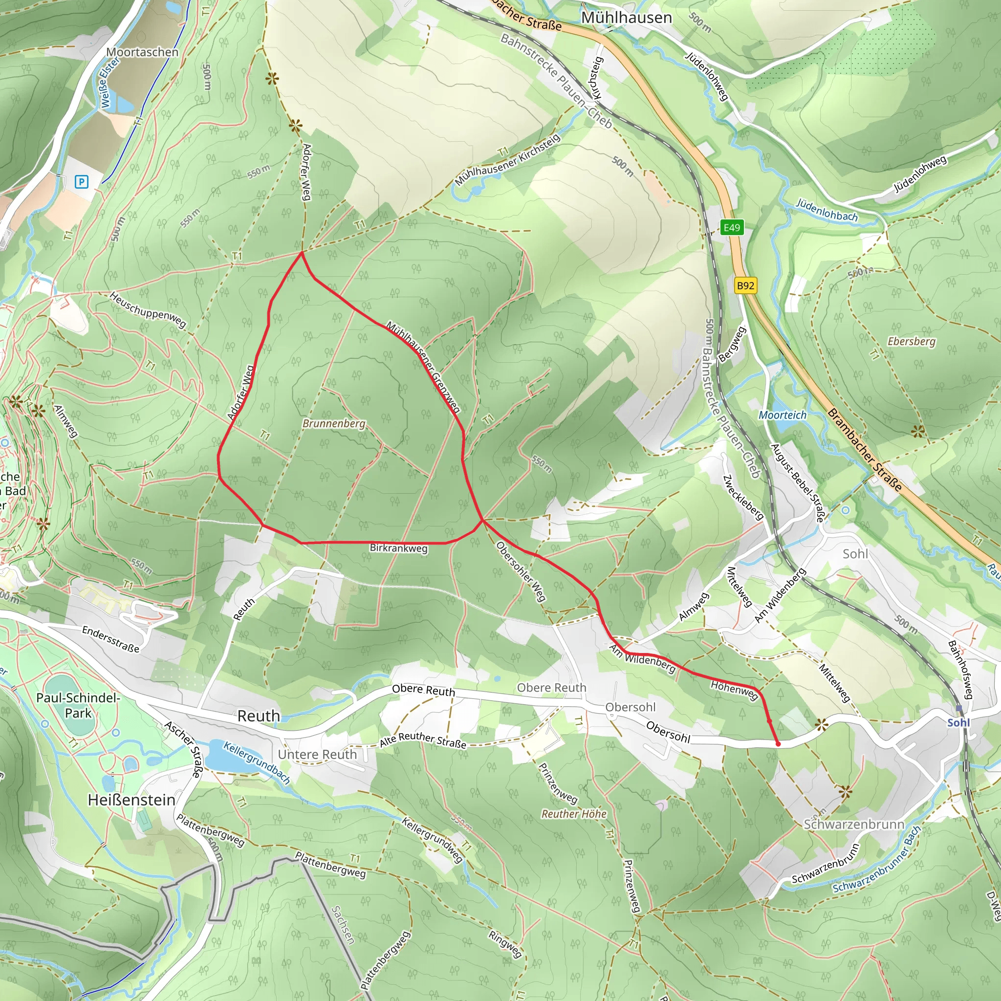 Brunnenberg Loop via Hohenweg mobile static map