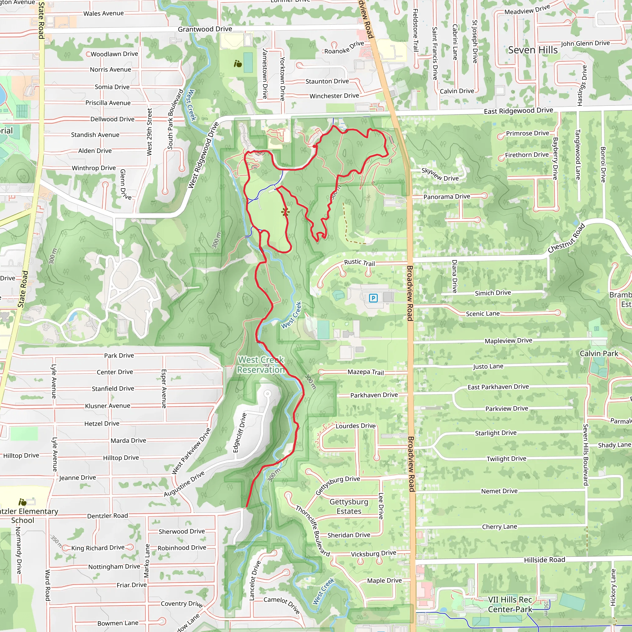 Blue Bird Trail and Skinner's Run Trail mobile static map