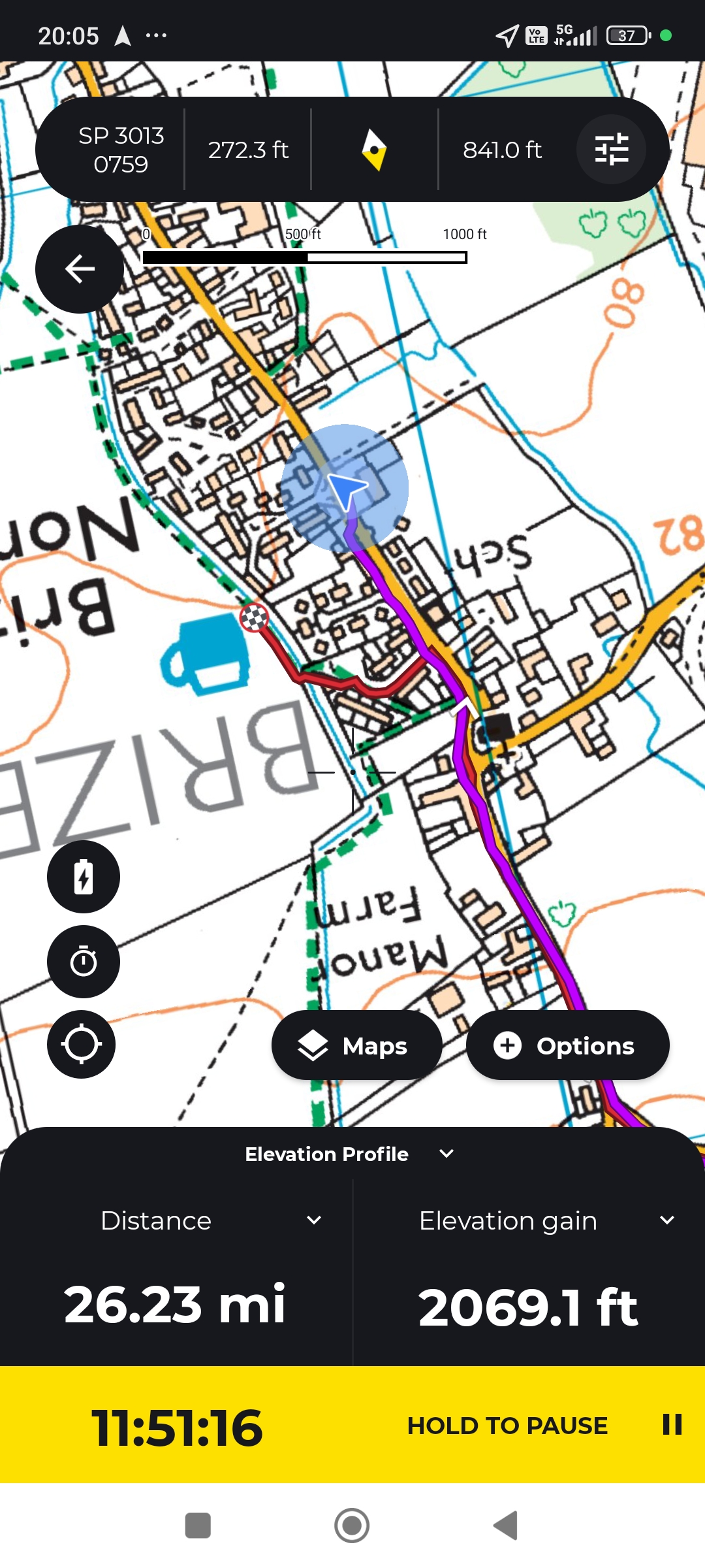 A map preview of the recording Hike from Broughton via Diddly Squat to Brize.