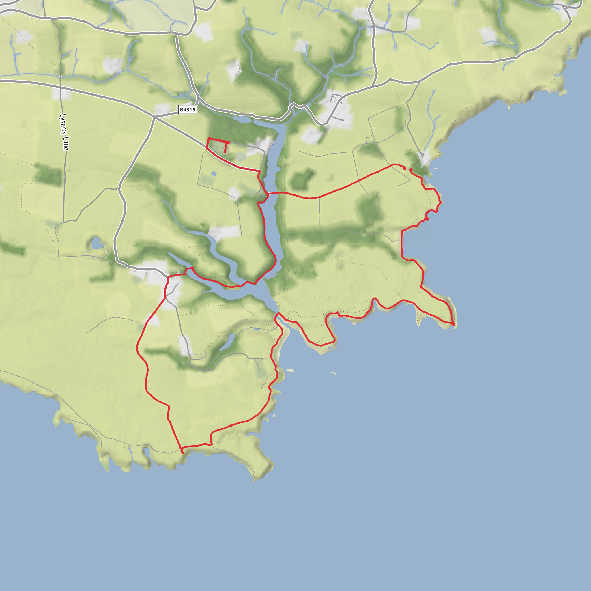 Stackpole, Broad Haven, St Govan's Chapel and Bosherston Lily Ponds Loop mobile static map