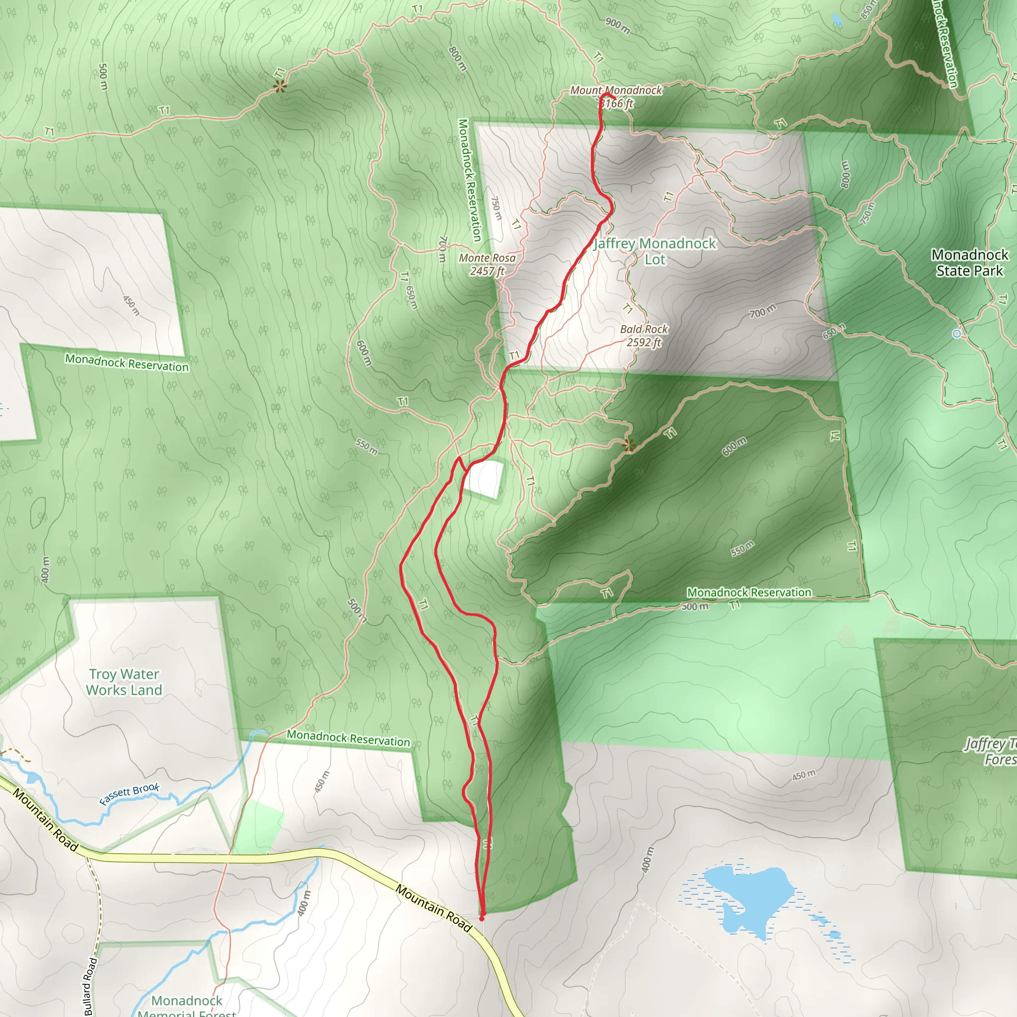 Mount Monadnock and Fassett Brook mobile static map