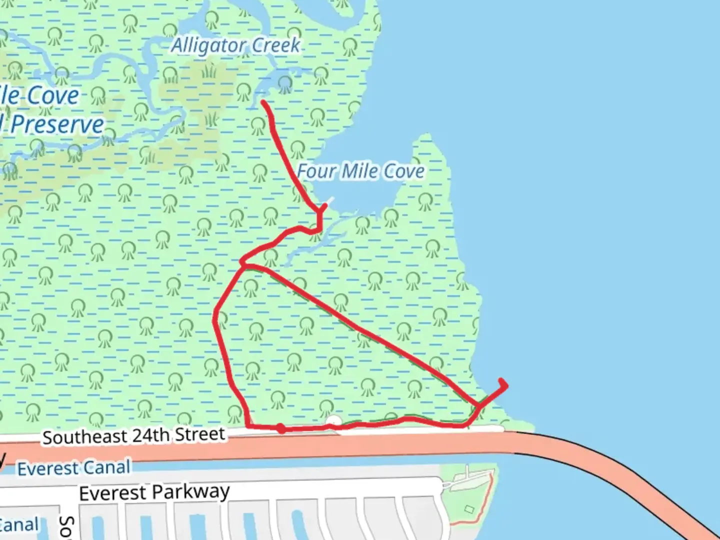 An image depicting the trail Four Mile Cove and Lost Pond and its surrounding area.