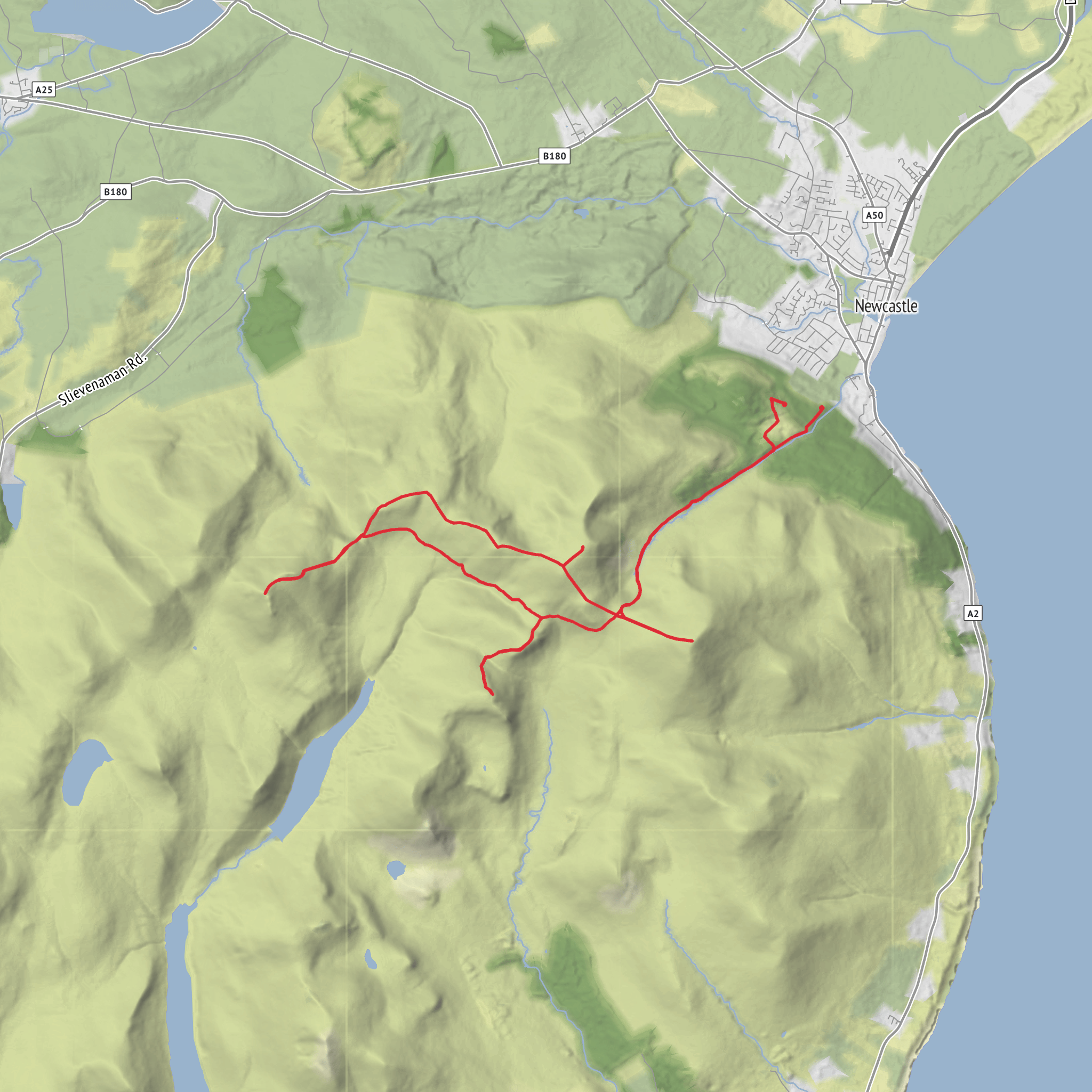 Slieve Commedagh, Slieve Corragh, Slieve Bearnagha, Cove Mountain and Slieve Donard Loop mobile static map