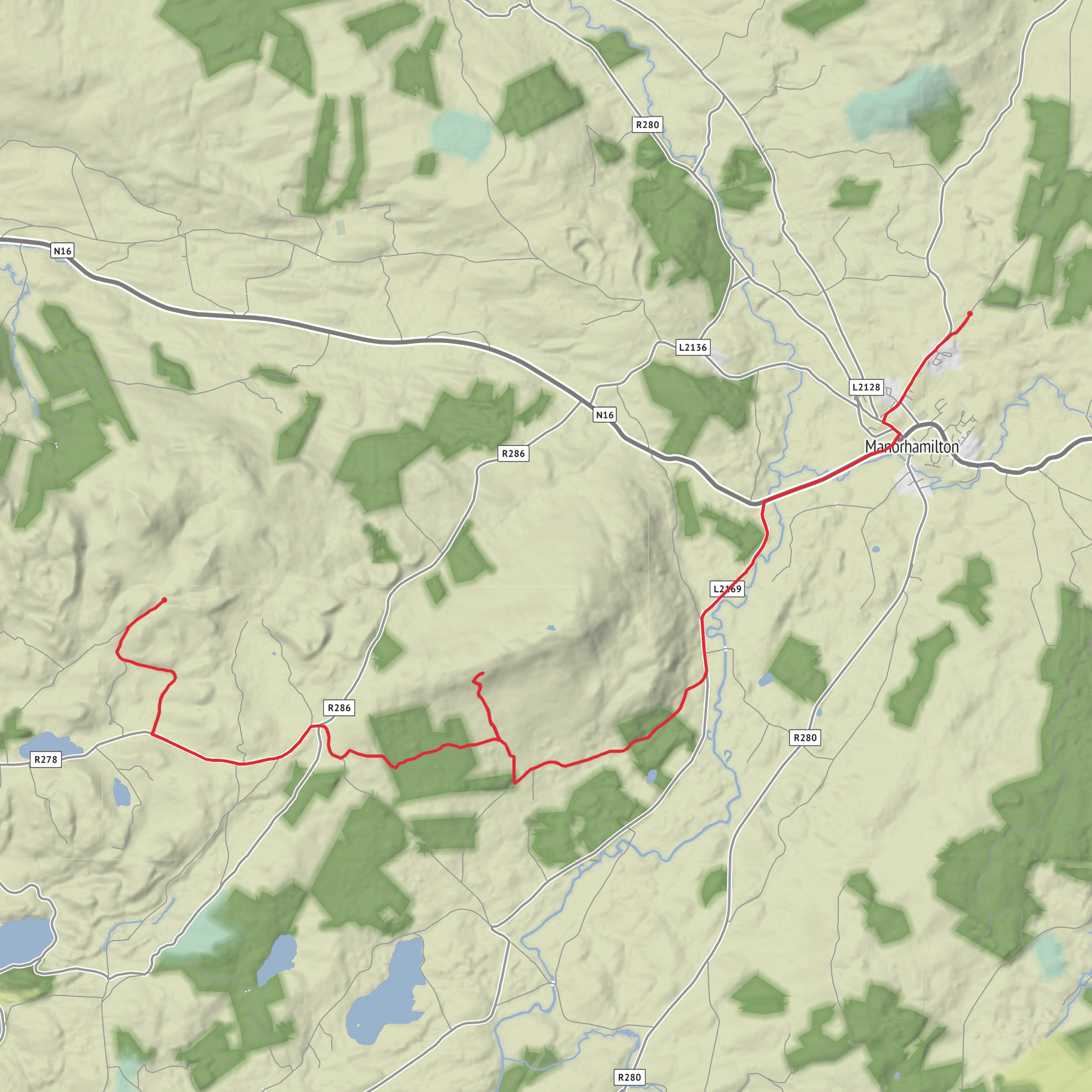 Hike from County Leitrim local mountains Manorhamilton mobile static map
