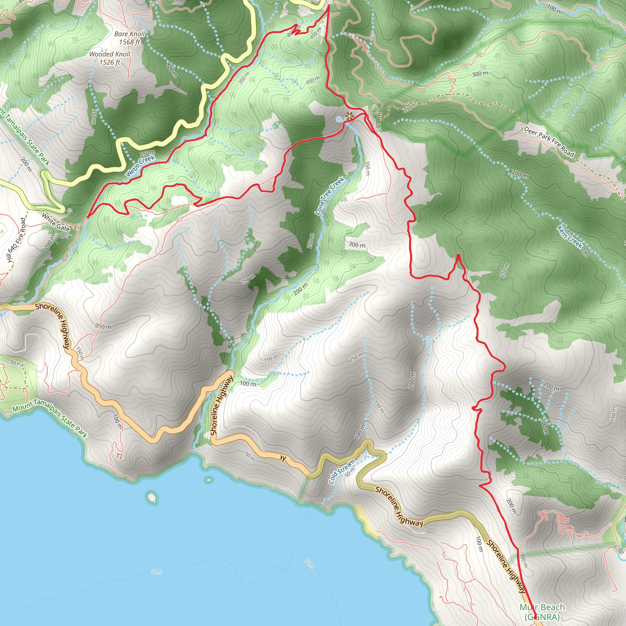 Coastal, Cardiac Hill, Steep Ravine and Dipsea Loop Trail mobile static map