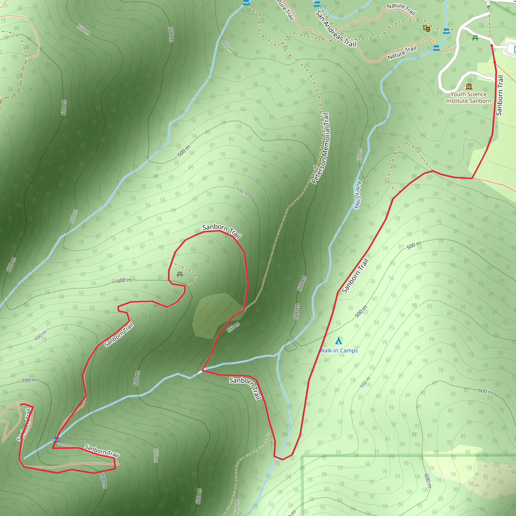 Sanborn Trail Out and Back mobile static map