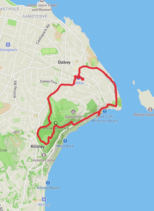Hike on Dalkey to Killinney Hill Loop mobile static map