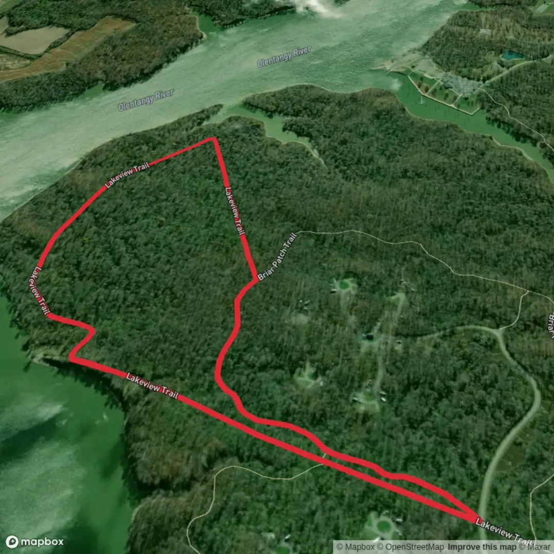 An image depicting the trail Delaware Reservoir via Lakeview Trail and its surrounding area.