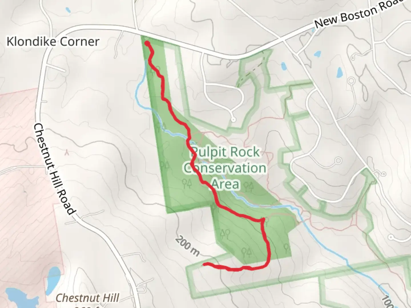 An image depicting the trail The Pulpit from New Boston and its surrounding area.