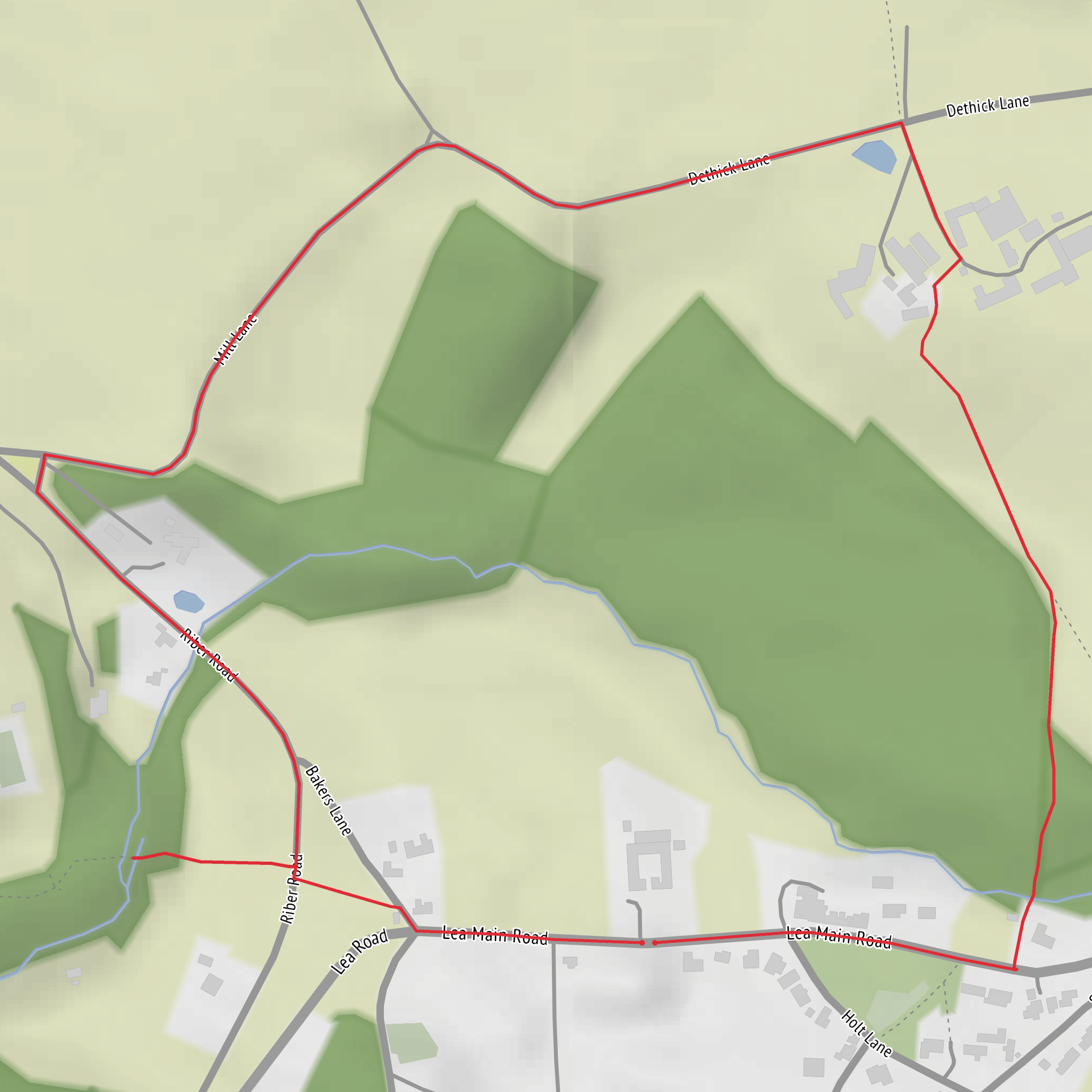 Lea Brook - Dethick - Jug & Glass Loop mobile static map