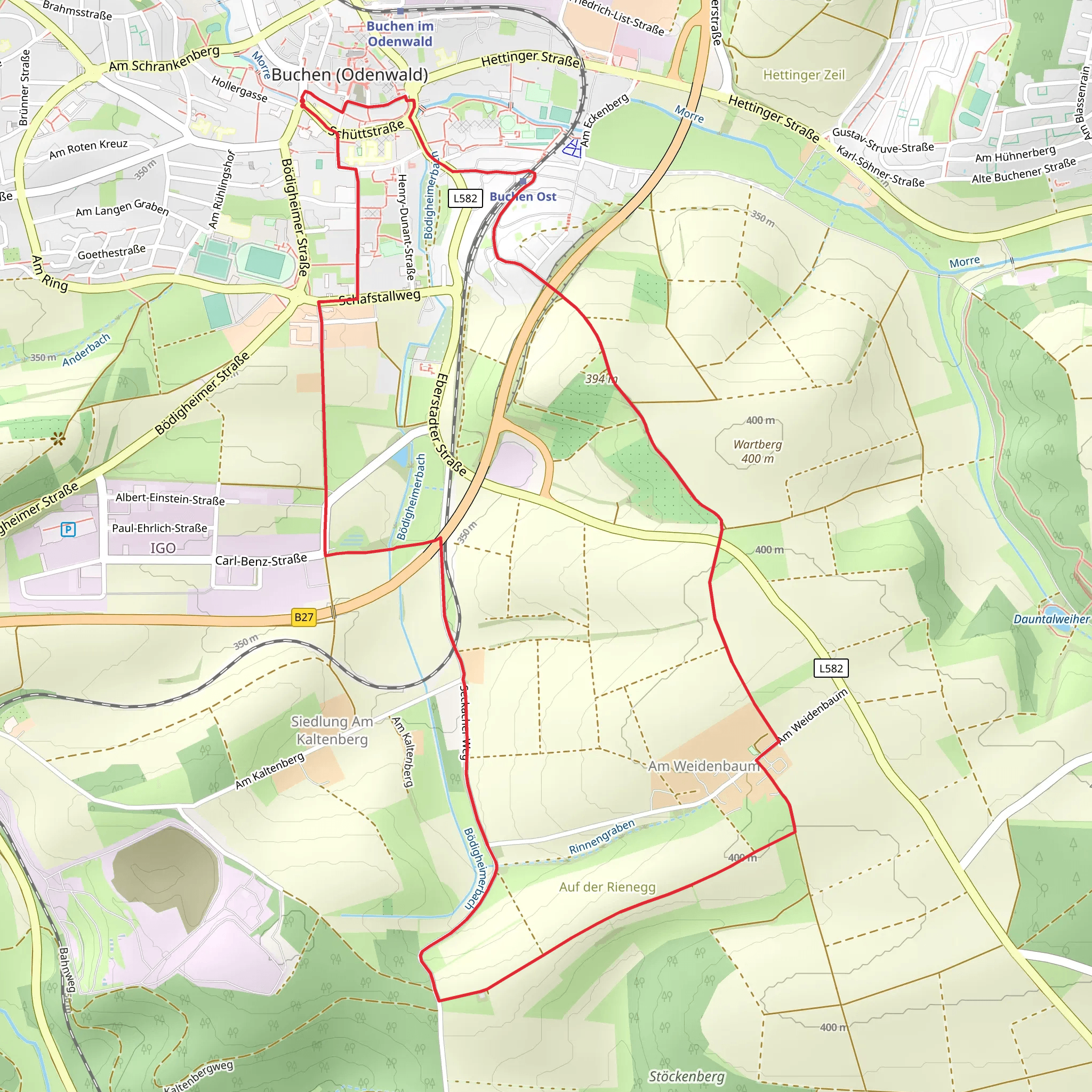 Kleiner Hoehlenrundweg and Morre Jagst Weg mobile static map