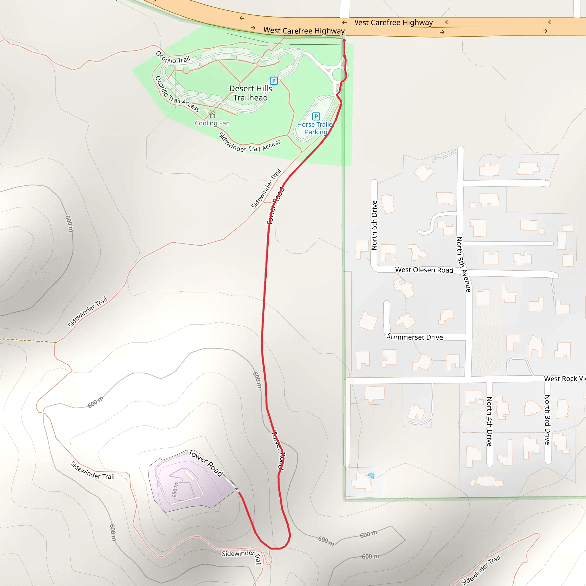 North Tower Road mobile static map
