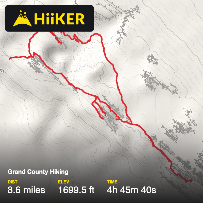 A map preview of the recording Grand County Hiking.