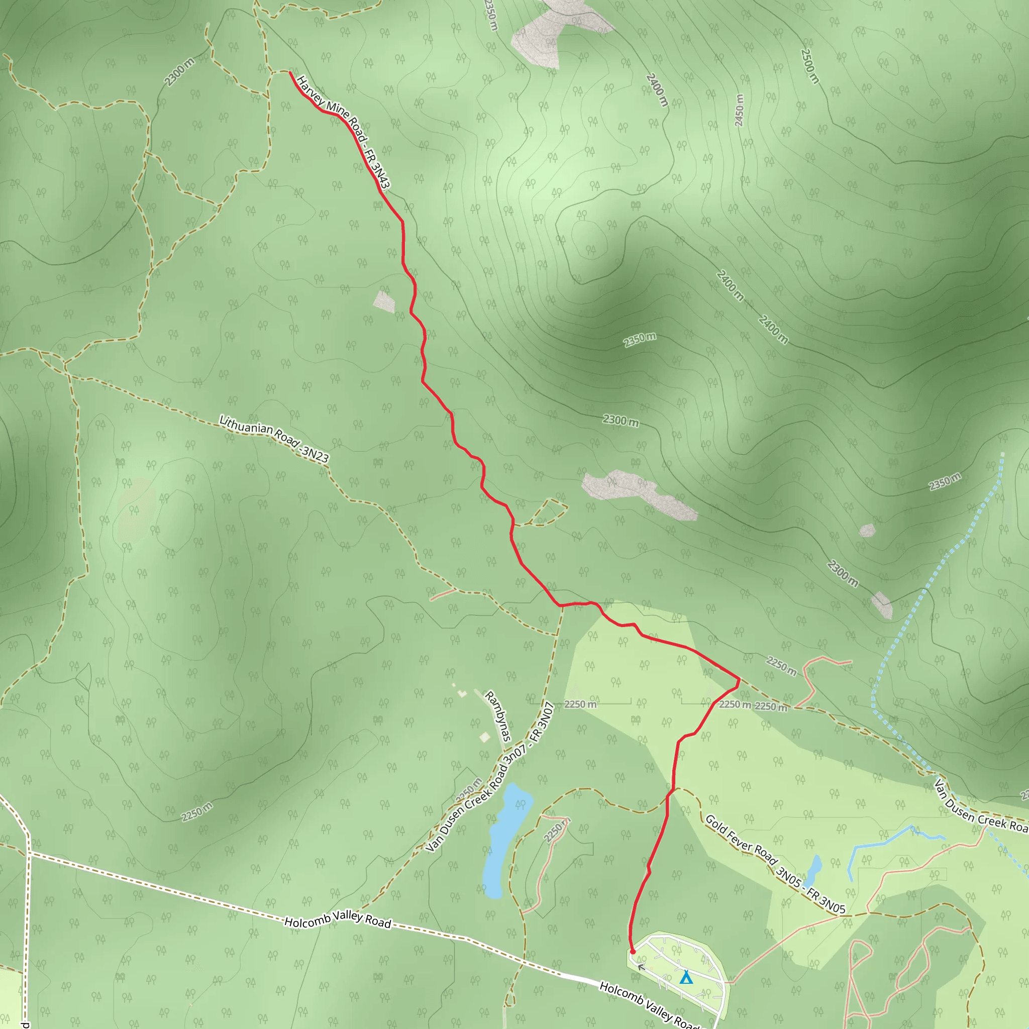 Harvey Mine Road mobile static map