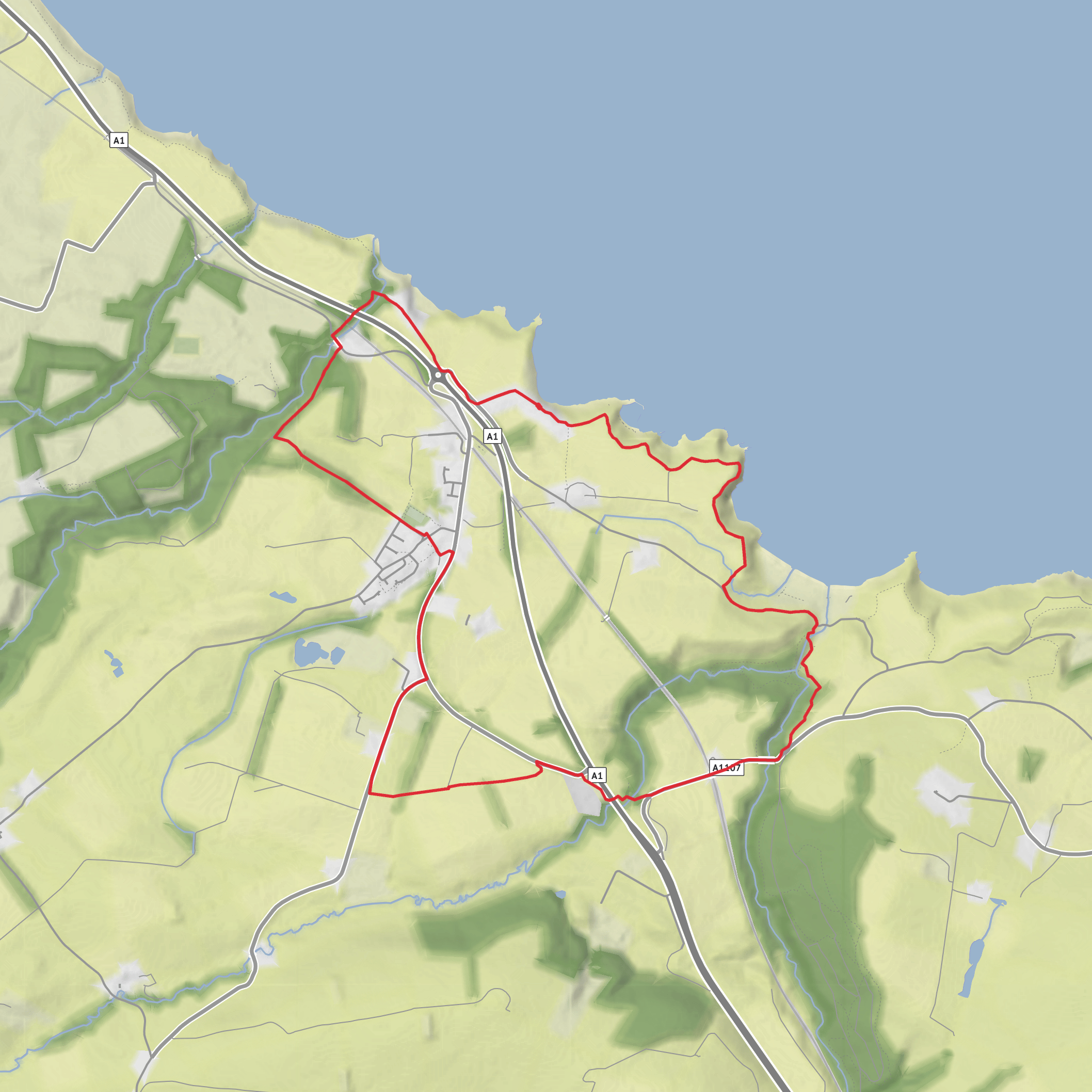 Dragging Rock, Cove Harbour and Cockburnspath Tower Loop mobile static map