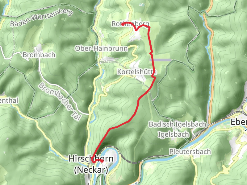 Rothenberg to Hirschhorn via Hessenweg mobile static map