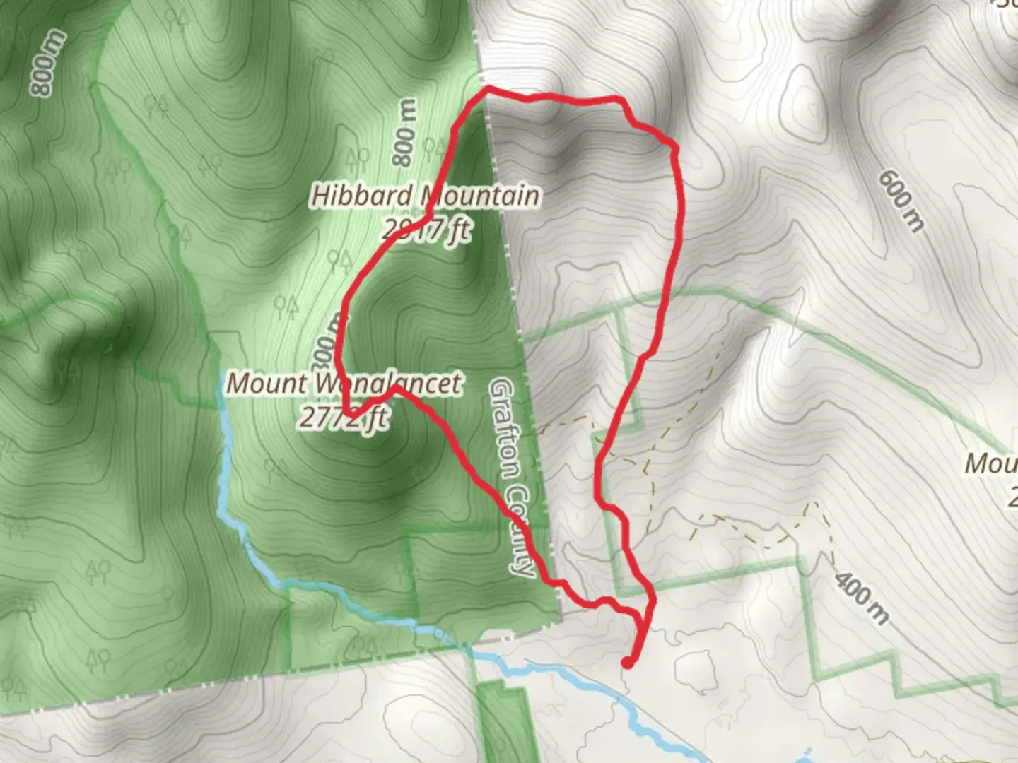 An image depicting the trail Mount Wonalancet Hibbard Mountain Loop Trail and its surrounding area.