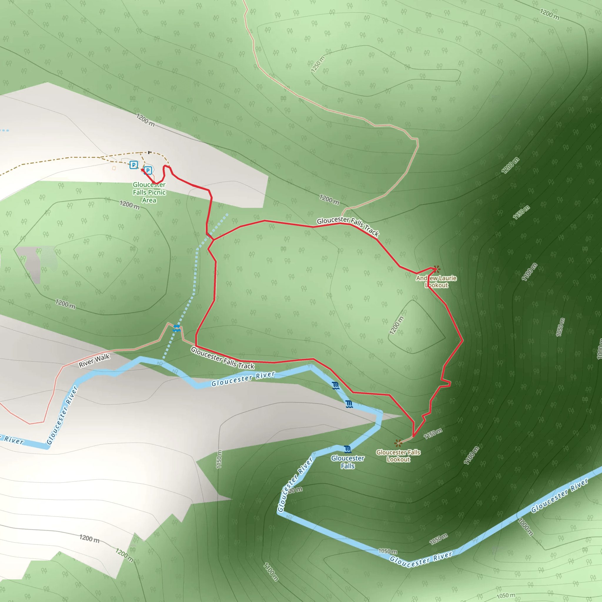 Gloucester Falls Track mobile static map