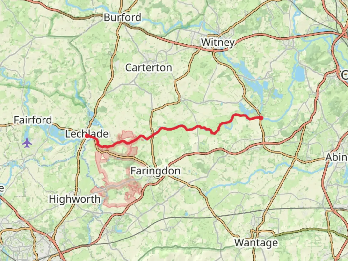 An image depicting the trail Thames Path - Newbridge to Lechlade and its surrounding area.
