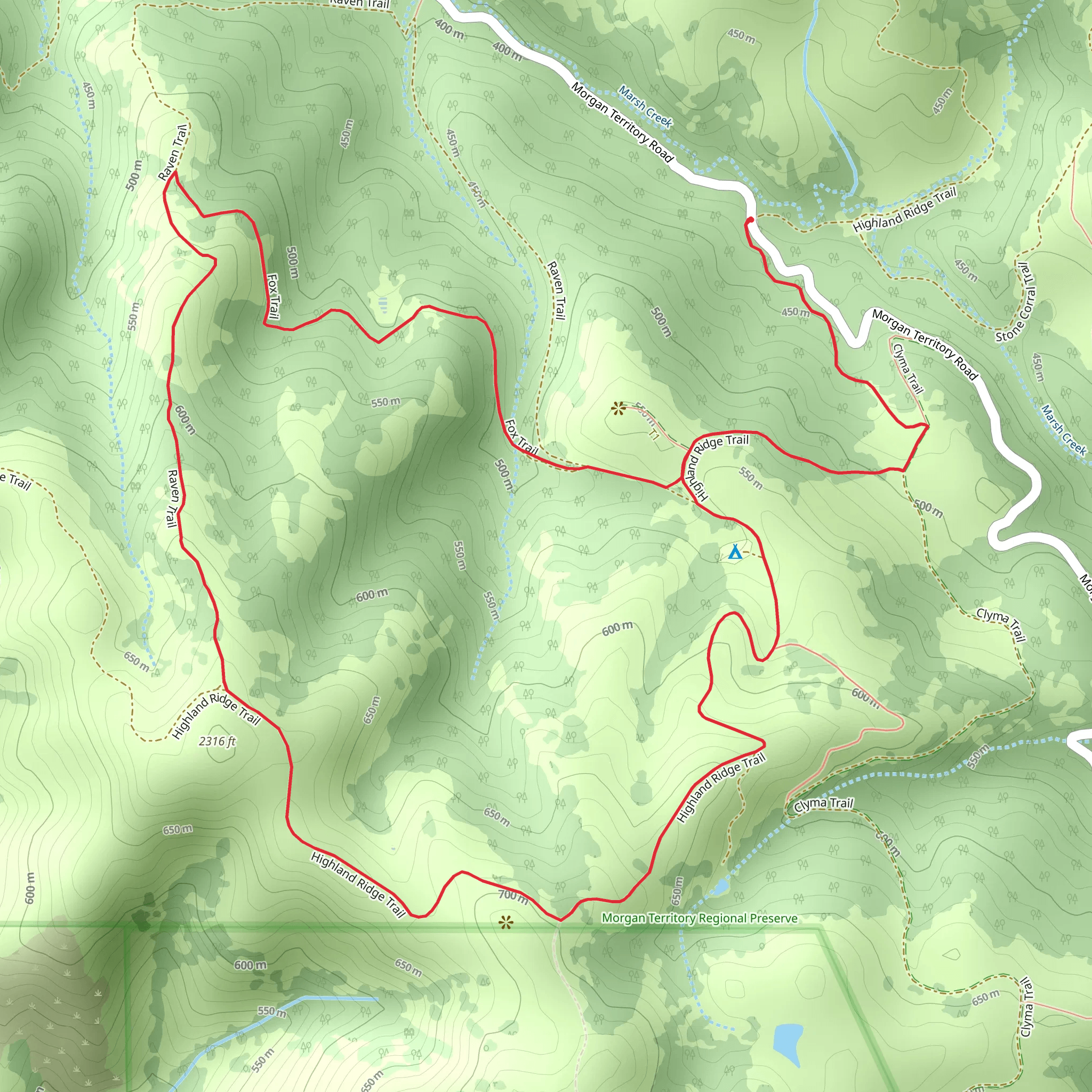 Raven - Highland Ridge Loop Trail mobile static map