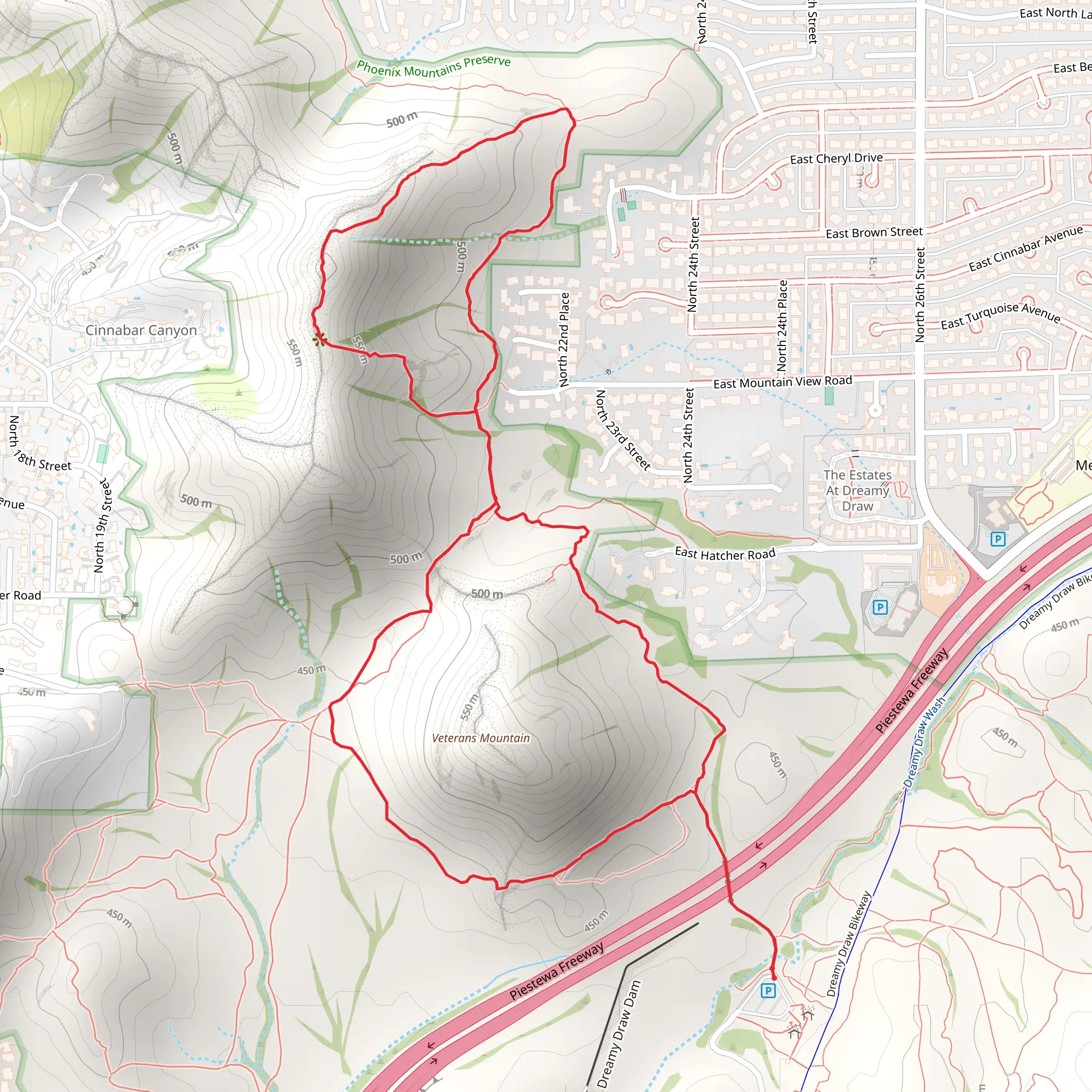 Veterrans Mountain and Charles M Christiansen Trail mobile static map