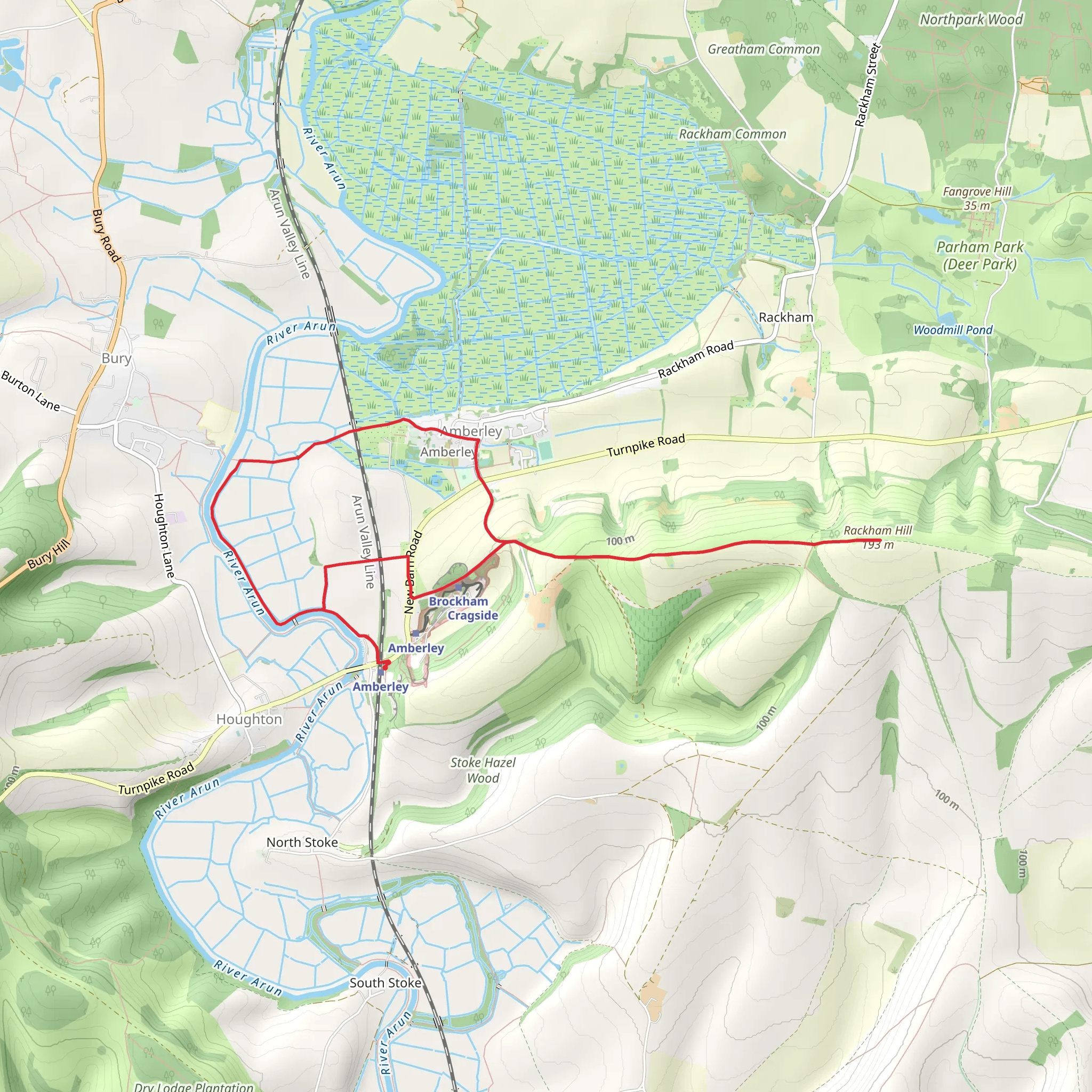 Rackham Hill from Amberley mobile static map