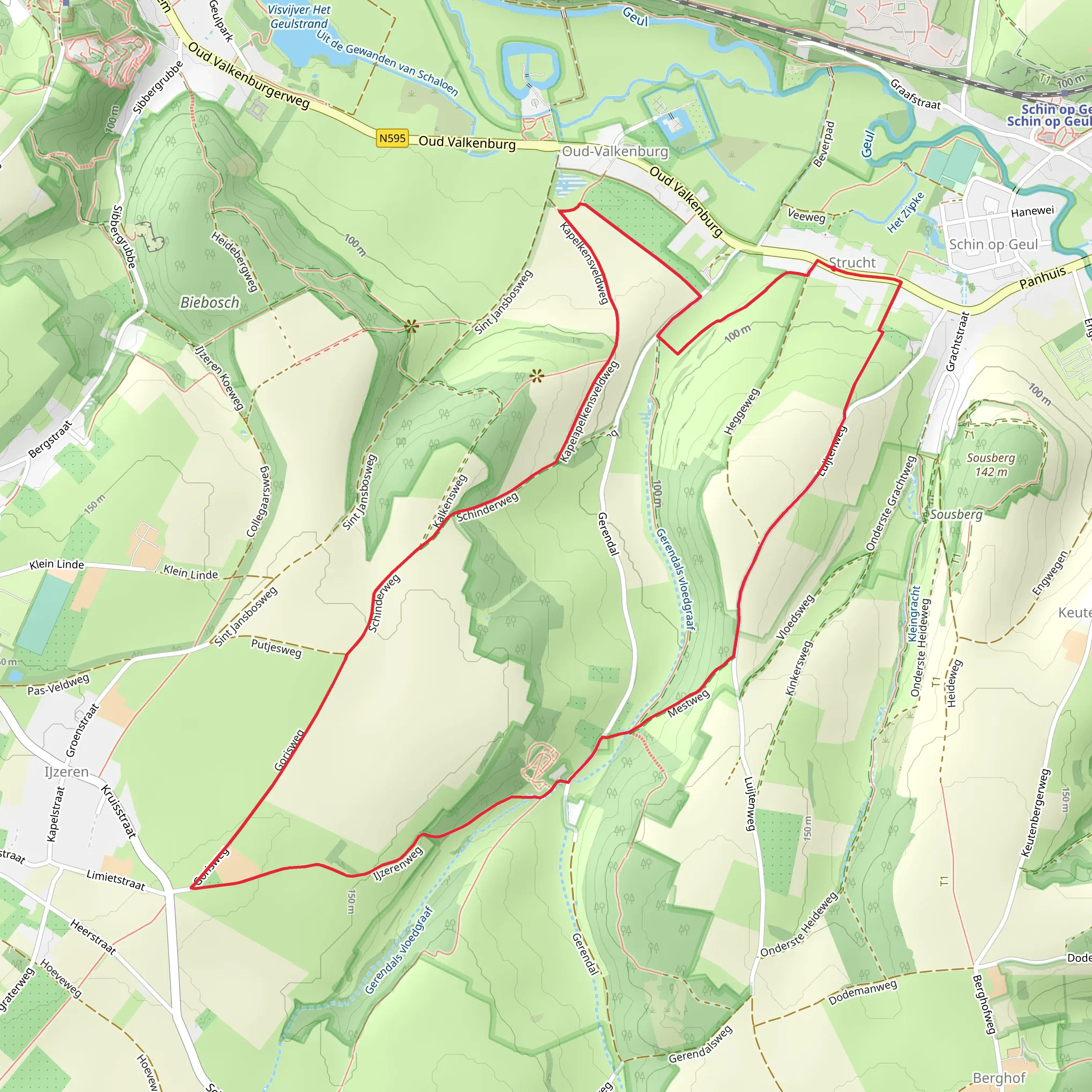 Geveldvoetpad, Kapelkensveld Weg and Ijzeren Weg mobile static map