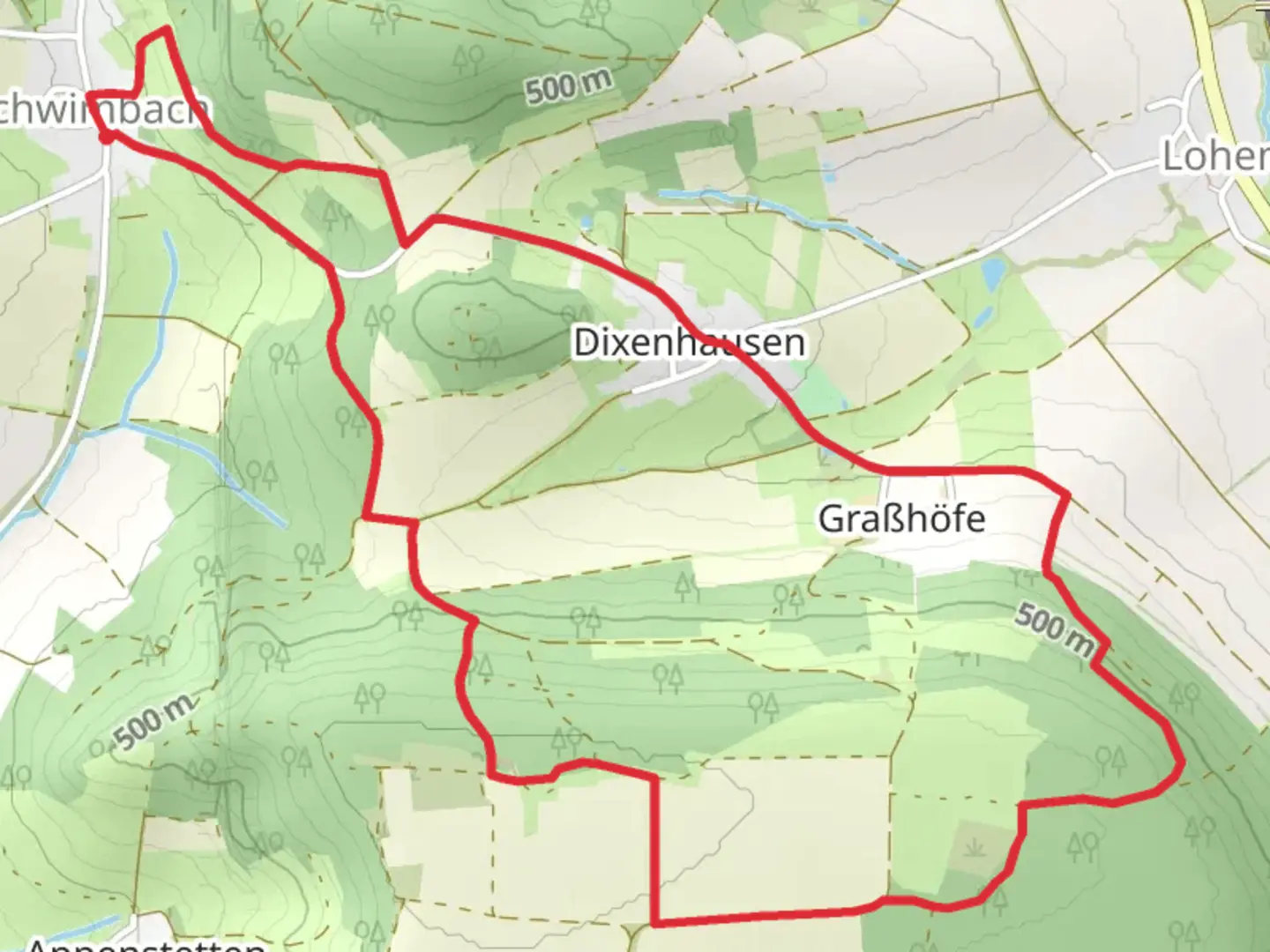 An image depicting the trail Thalmaessing 7 and its surrounding area.