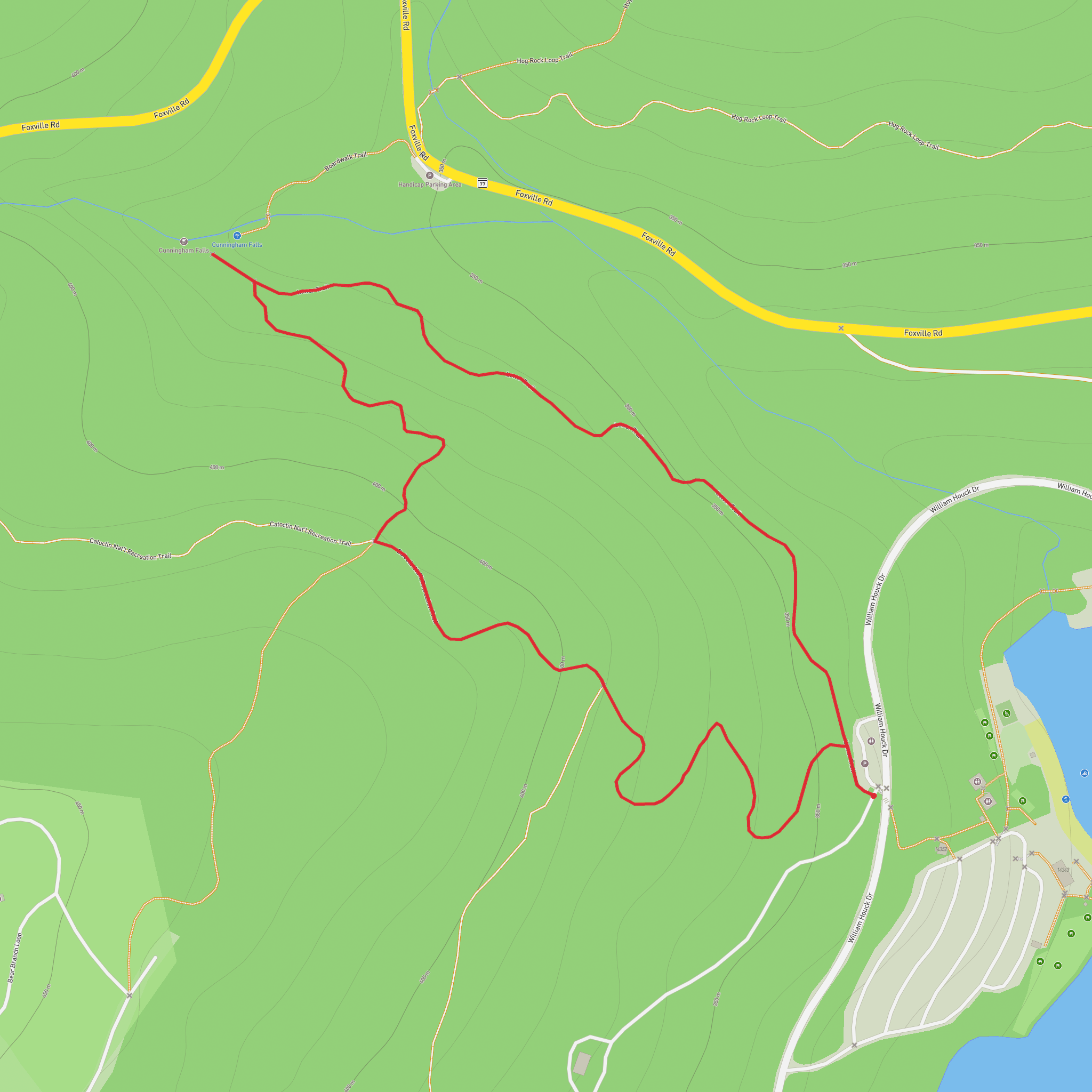 Cunningham Falls via Lower Trail mobile static map