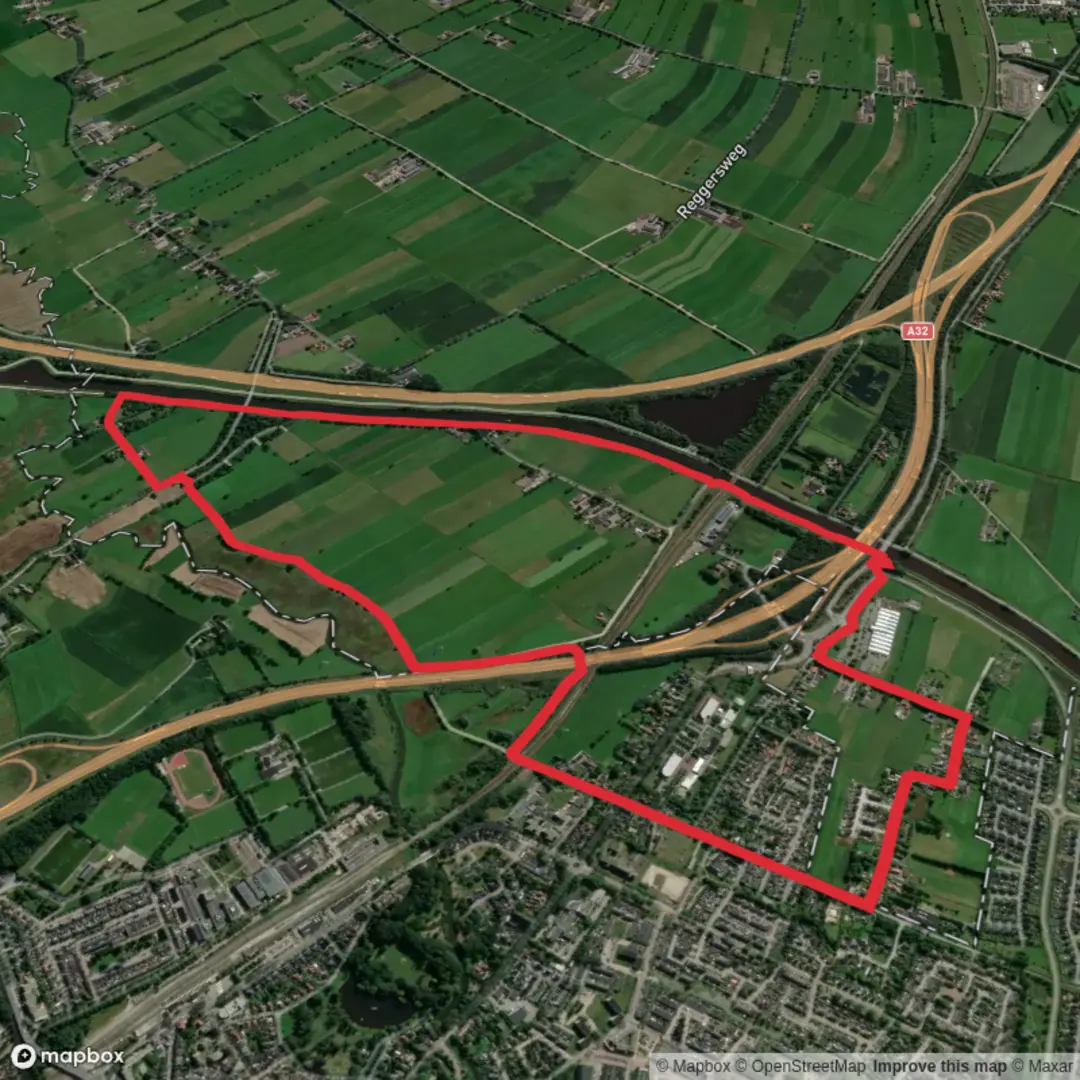 An image depicting the trail Reeststouwe and Vaart Weg and its surrounding area.