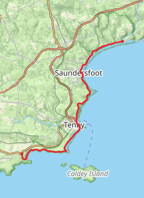 Amroth to Lydstep Tavern mobile static map