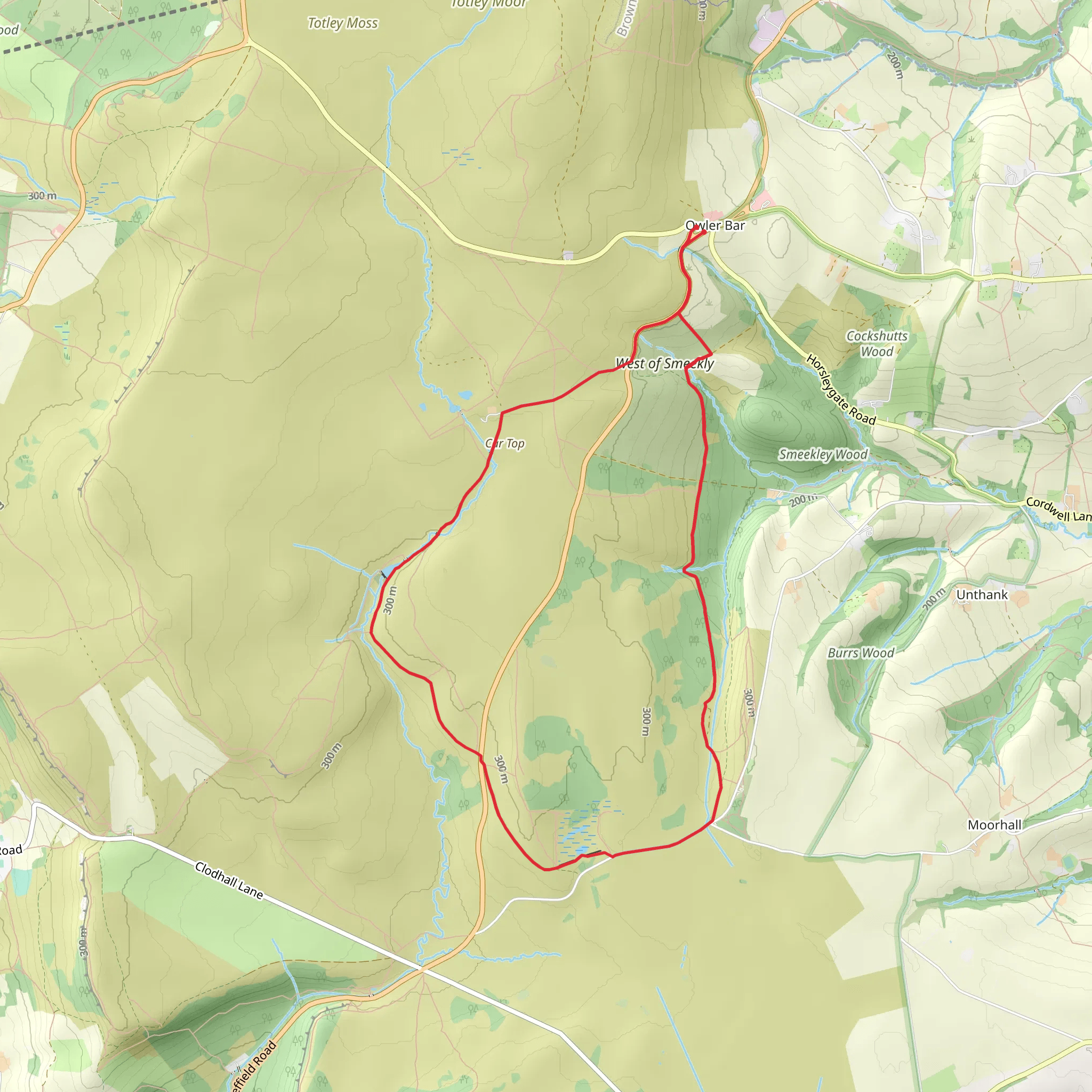 Barbrook stones circles from Owler Bar mobile static map