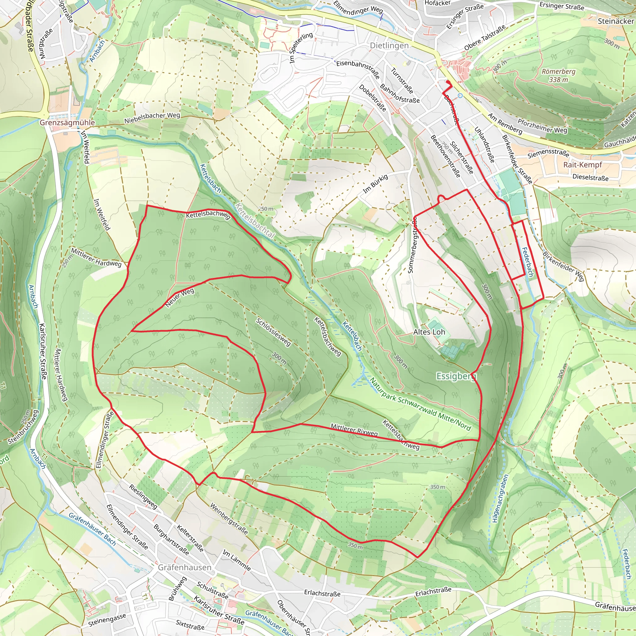Oberes Weitfeld Rix and Sixtweg mobile static map