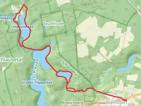 Hammersee and Stiller Treppelsee via Schlaubetal Wanderweg
