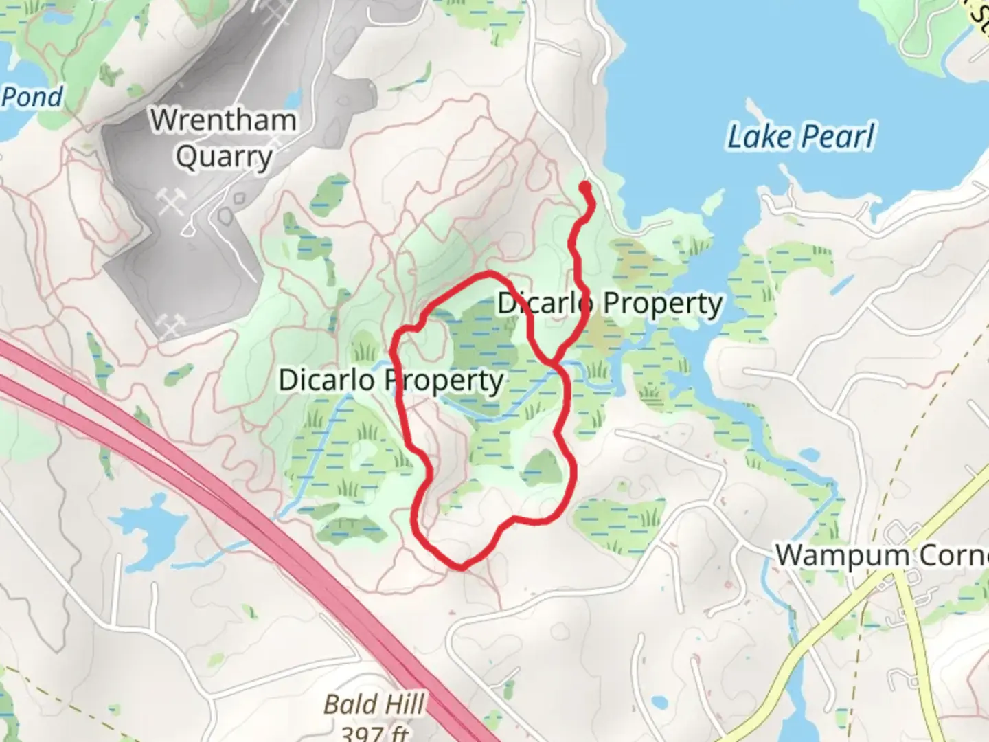 An image depicting the trail Dicarlo Loop and its surrounding area.