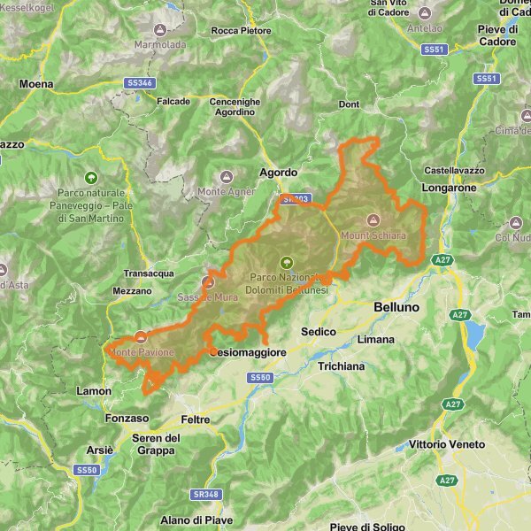 Dolomiti Bellunesi National Park mobile static map