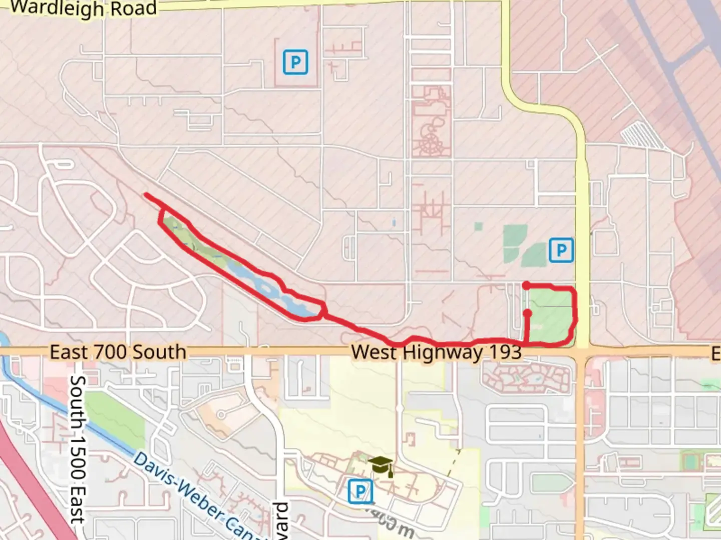 An image depicting the trail Centennial Park Loop and its surrounding area.