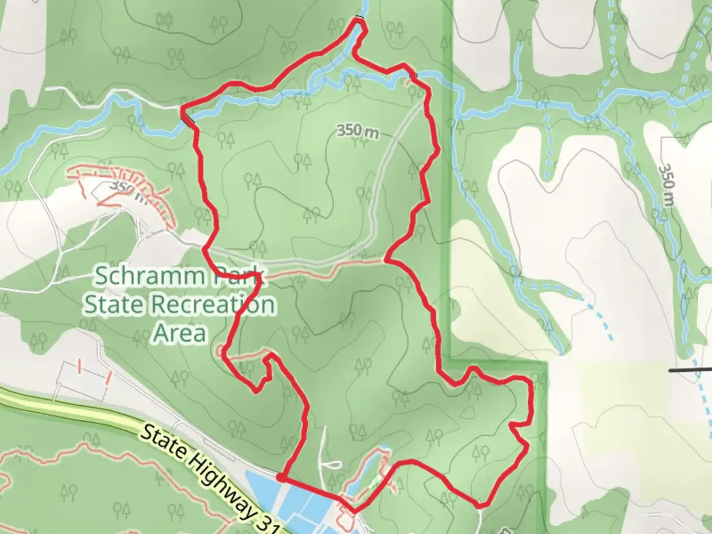 An image depicting the trail South Loop Trail and Meditation Trail Loop and its surrounding area.