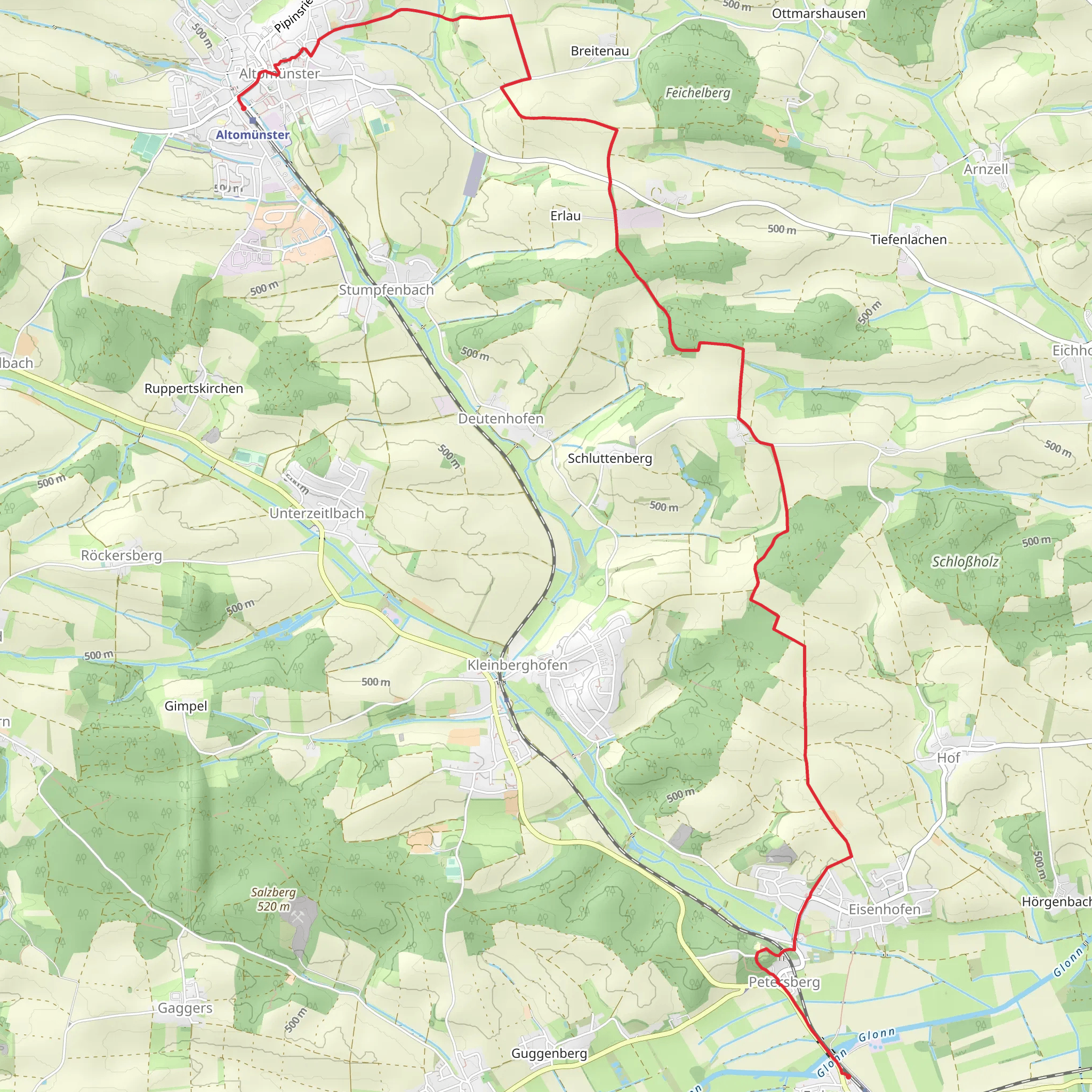 Erdweg to Altomuenster via InSichGegen mobile static map