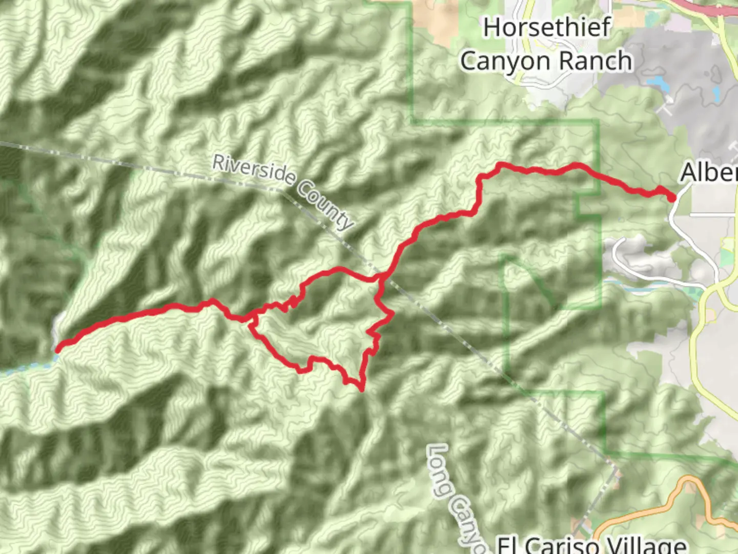An image depicting the trail East Horsethief and Trabuco Canyon Loop Trail and its surrounding area.