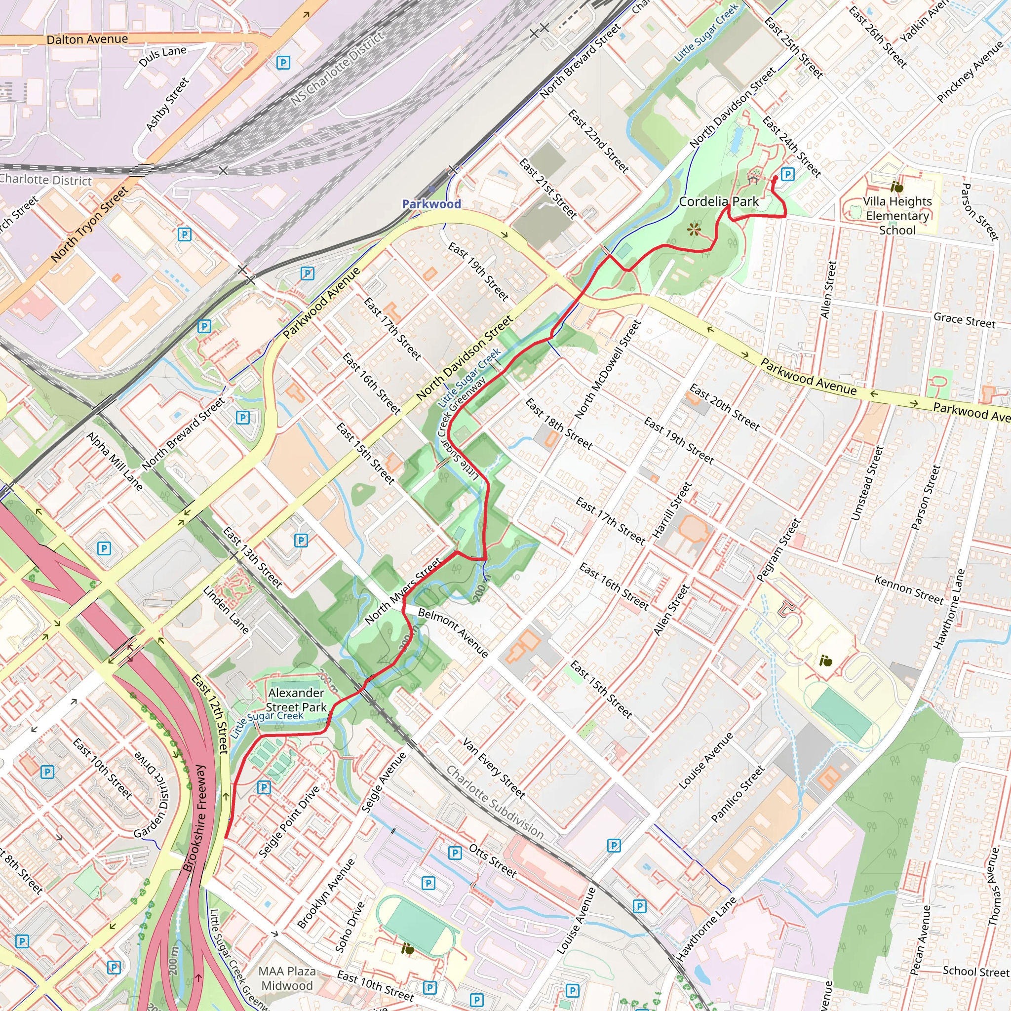 Alexander Street Park and Little Sugar Creek Greenway mobile static map