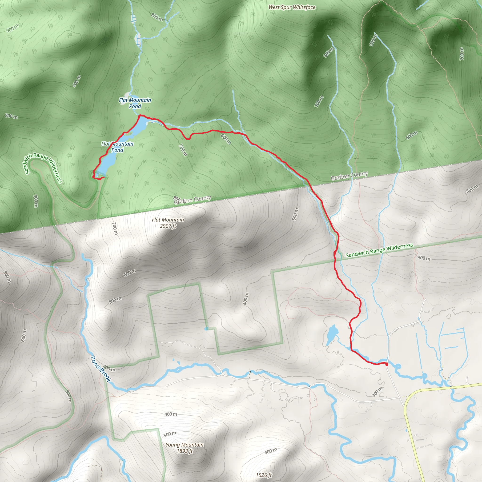 Flat Mountain Pond and Whiteface River mobile static map