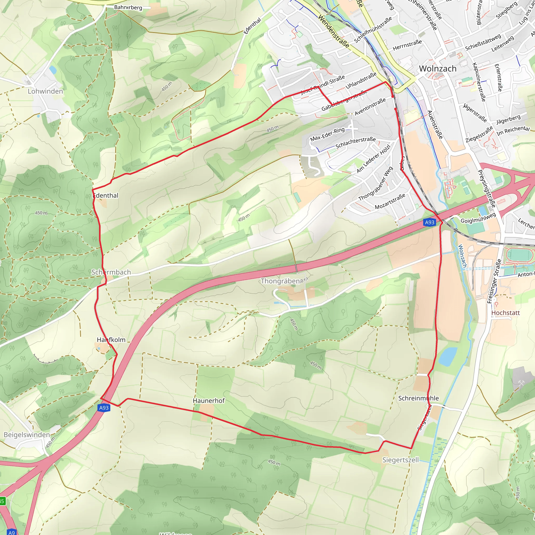 Hopfenlehrpfad and Wanderweg 91 Loop mobile static map